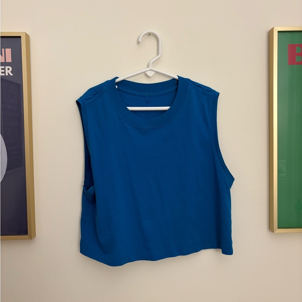 lululemon Blue All Yours Cropped Cotton Tank Top